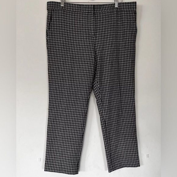 Ann Taylor Black and White Stretch plaid print Trousers Size 14 - Picture 1 of 13